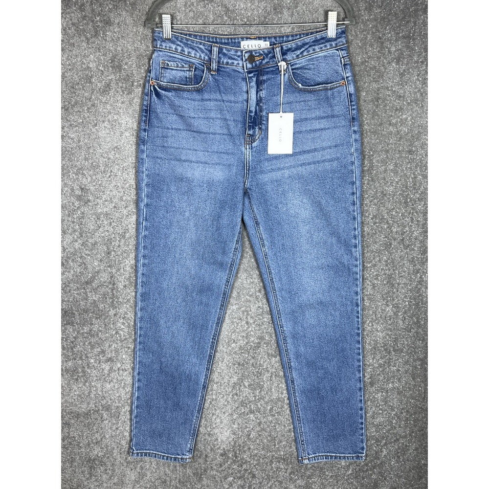 Cello High Rise Straight Jeans‎ Womens Juniors Size 11 Blue Stretch Denim New